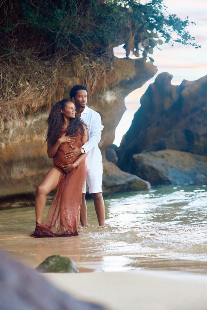 Brooklyn natives Shakeel and Nia Luke celebrated their little one on the way with an effortless maternity session in Grenada.